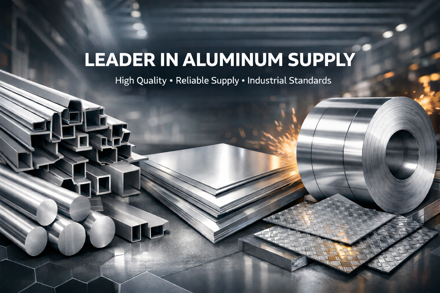 Aluminum profiles stacked in warehouse